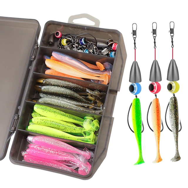 75Pcs Soft Lures Kit, Swimbaits Fishing Bass Artificial Bait, With