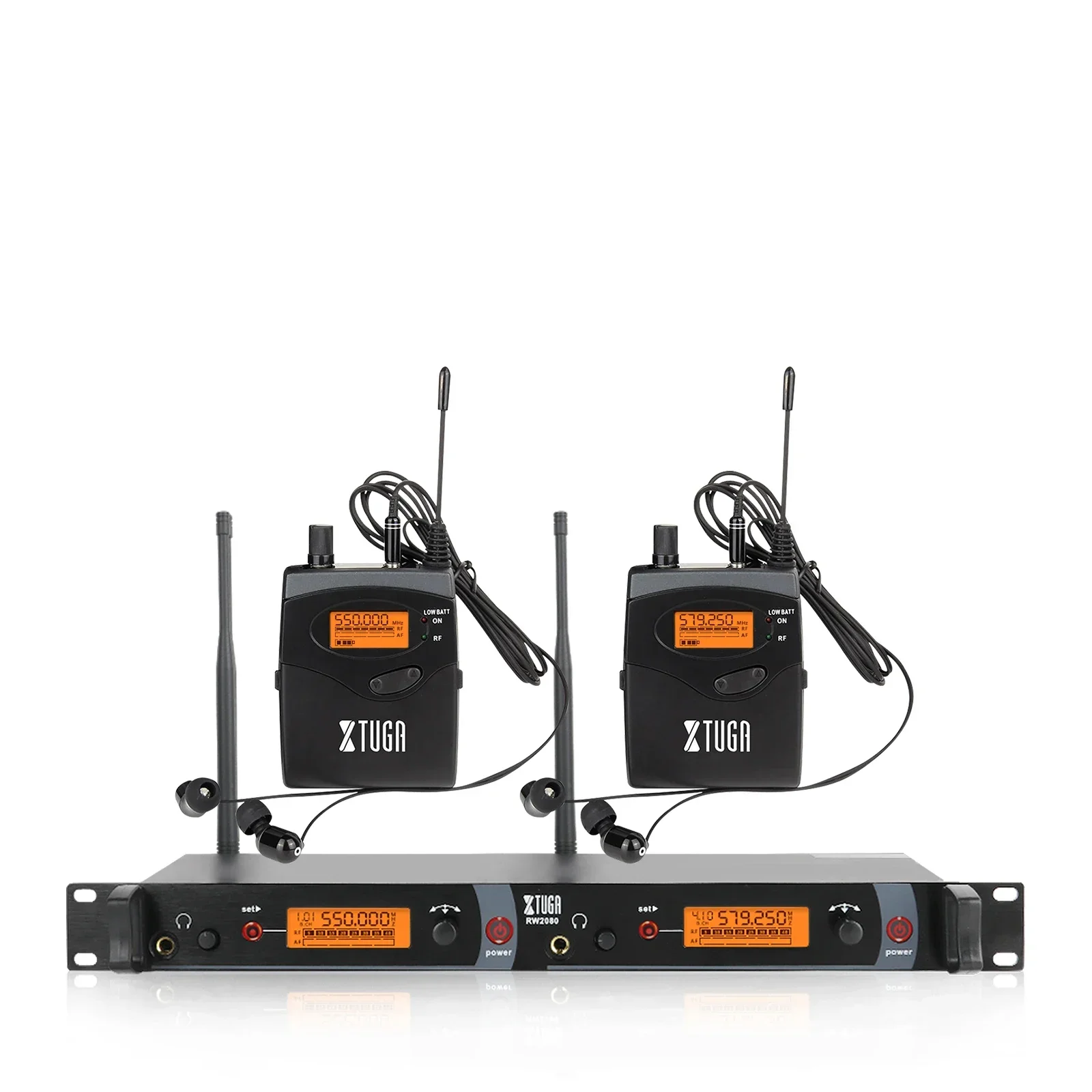 XTUGA IEM1200 프로페셔널 무선 2 바디팩 인이어 시스템 (밴드 공연용)