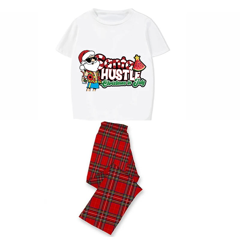 

Christmas Matching Family Pajamas Santa Hustle Christams In July White Pajamas Sets