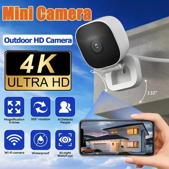 4K HD Mini Wireless Camera Wide-angle Webcams Indoor Monitoring APPWith Night Version 2-way Audio IP65 Waterproof Camera 2026 1
