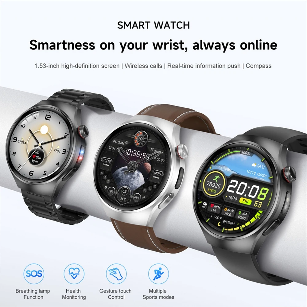 2025 New For Huawei Watch 4 Pro Smart Watch AMOLED HD Screen Men Heart Rate Bluetooth Call GPS Sports Tracker NFC Smartwatch 4