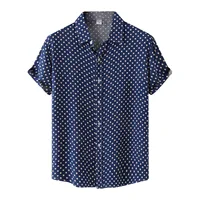 Designer Men's Shirt Summer Leisure Ethnic Cotton Linen Men Shirt Polka Dot Print Lapel Short Sleeve Shirt Streetwear camisas - Image 2