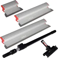 Level5 Drywall Skimming Blade Set | 10, 24 & 32 Inch Skimming Blades, 37-63 Inch Extension Handle | Aluminum Body & Stainless 1