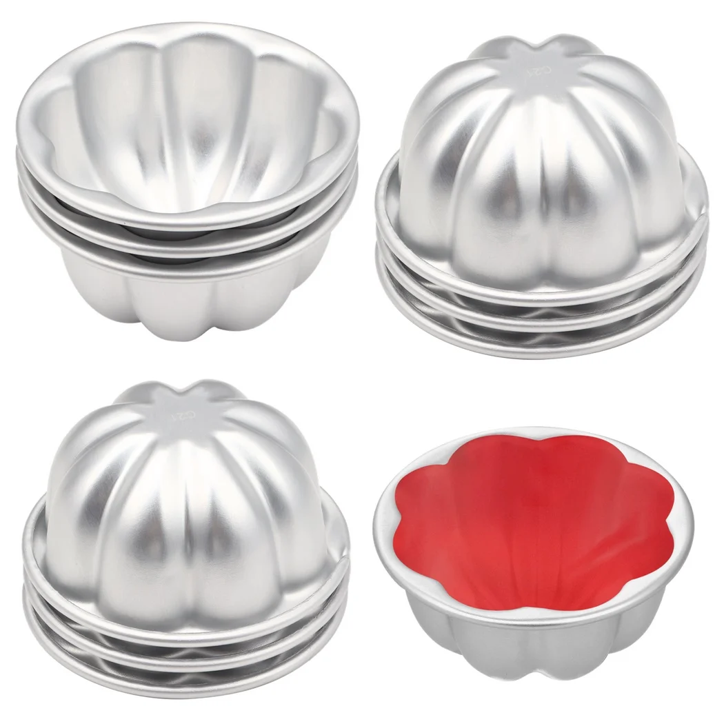 10Pcs/Set Pudding Cup Molds Mini Fluted Cake Pans 3.7Inch NonStick