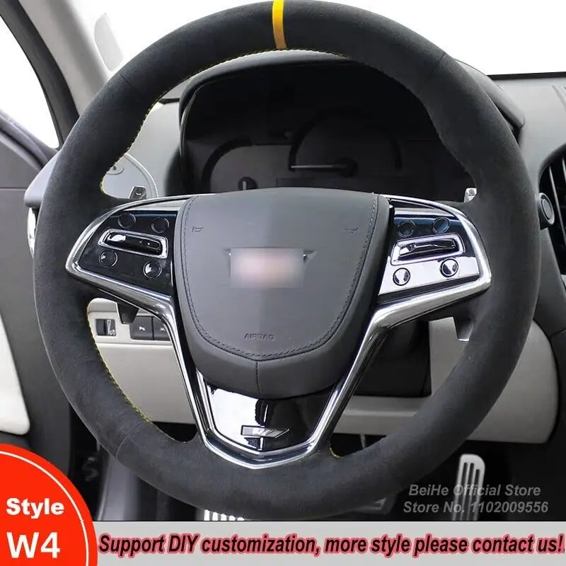 

For Cadillac ATS CTS Car Steering Wheel Cover DIY Hand-stitched Wrap Case
