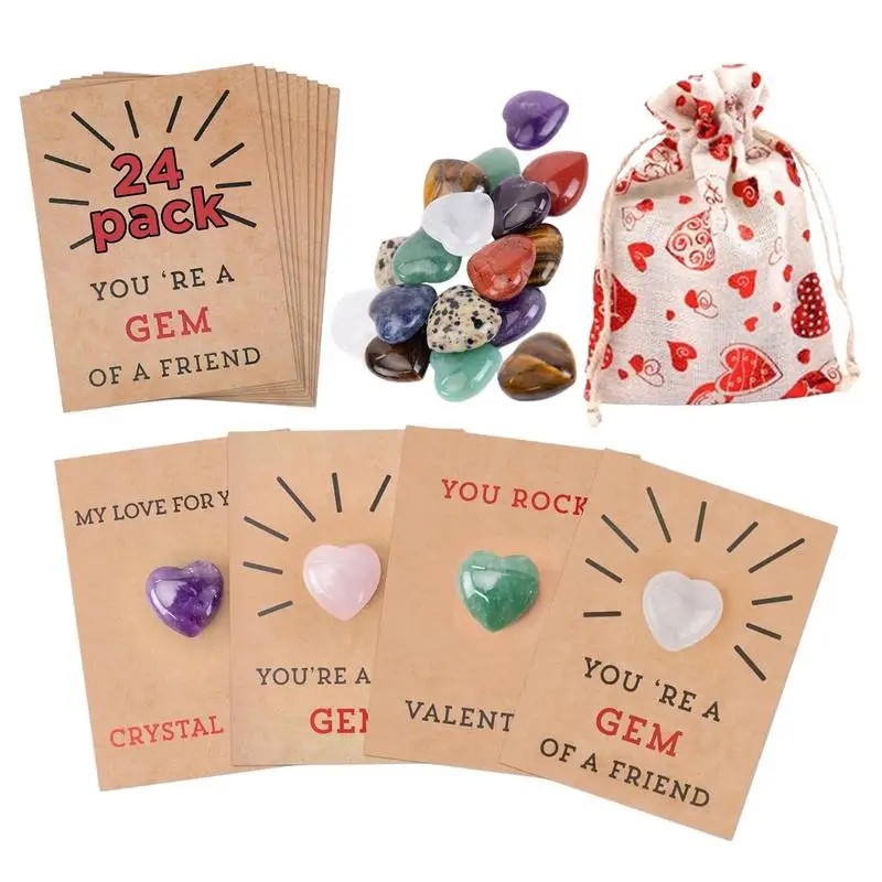 

Valentines Card With Heart Crystals 24 Pack Valentines Cards With Heart-Shape Crystal Stones Valentines Day Cards For Class