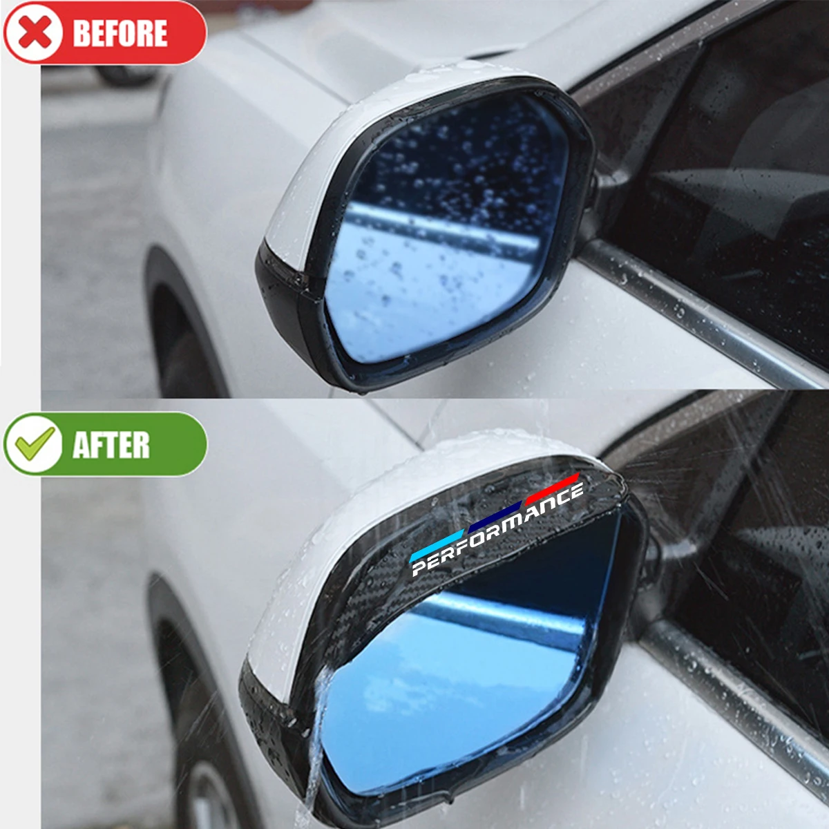 2 Pcs Car Rearview Mirror Rain Eyebrow Carbon Fiber Rearview Mirror Rain Snow Blocker Sun Visor For BMW 1 2 3 4 5 Series X1 X3