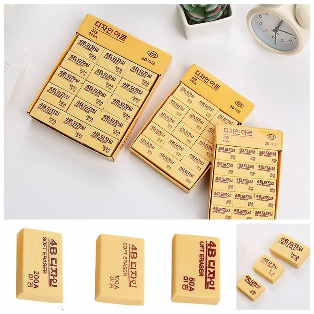 

5pcs Writing Drawing Rubber 4B Pencils Eraser Wipe Pencil Handwriting Rectangle 50A/100A/200A Easy To Rub Learning Stationery