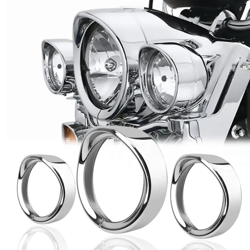 

Motorcycle Headlight Trim For Harley Touring Road King Electra Glide Softail FLD/FLH 7" Ring Bezel Visor 4.5" led Fog light