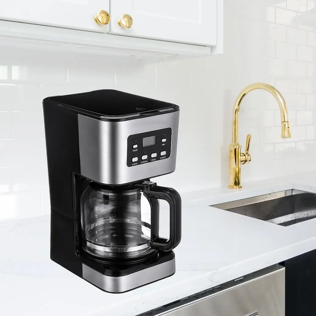 Drip Coffee Maker Black Keep Warm Function Coffeemaker Coffee Machine for Home Cappuccino Espresso Office