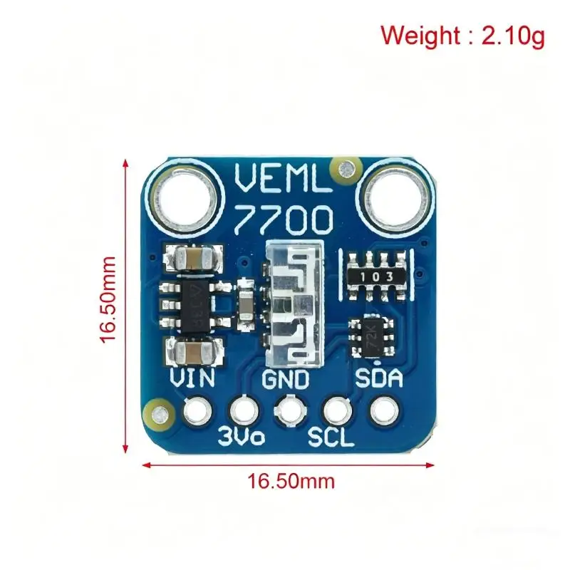 【C】1 세트 120k Lux 조도 측정 센서 보드 VEML7700 주변광 센서 모듈 라즈베리 파이용 3.3V 5V I2C IIC 인터페이스