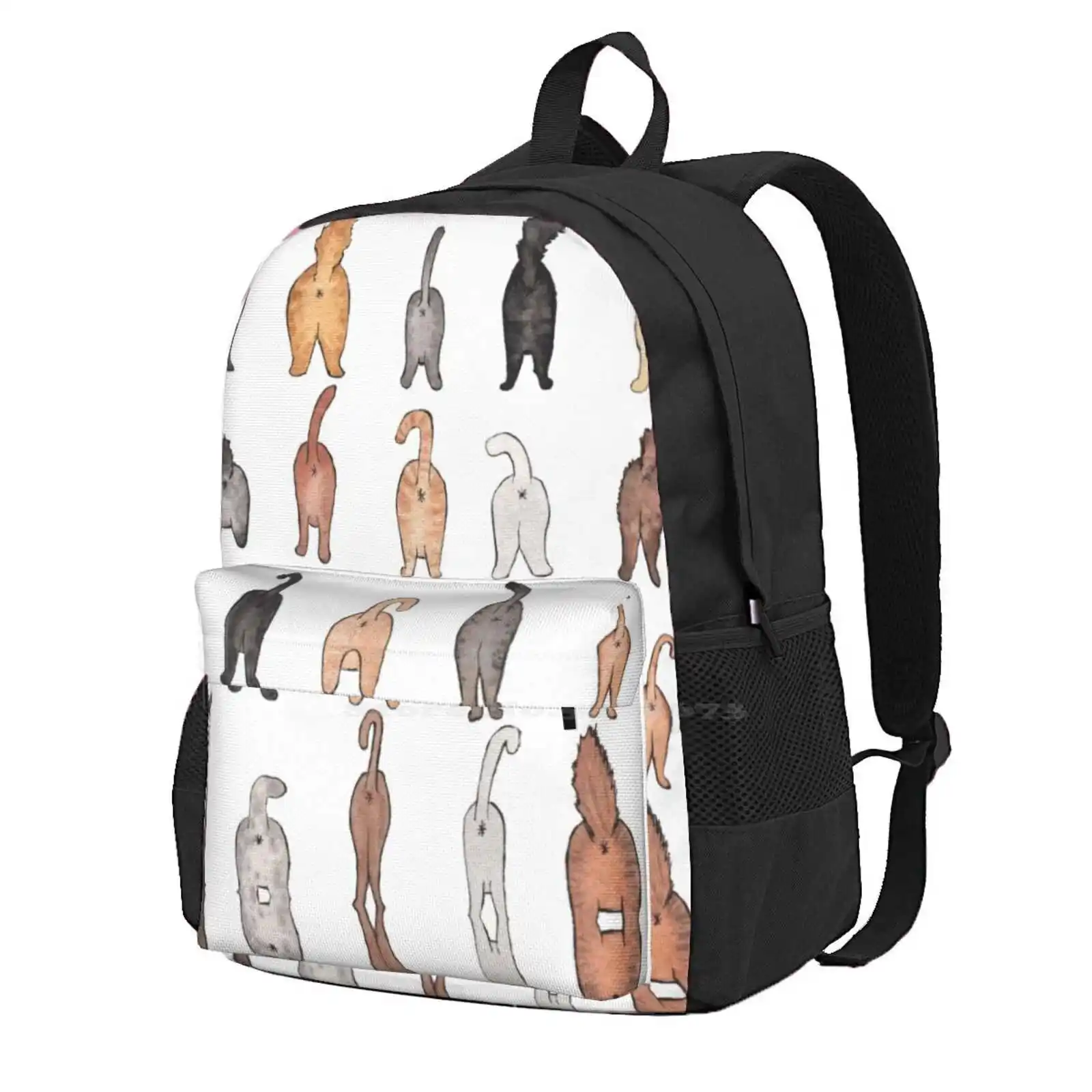 

Cat Butts New Arrivals Unisex Bags Student Bag Backpack Cats Feline Meow Watercolor Kitty Butts Kitten Cat Butts Cat Tails