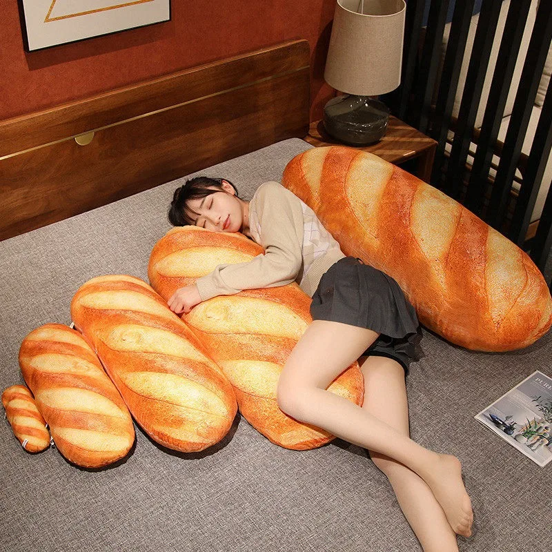 French Bread Plush Pillow Stuffed Printing Images Food Plushie Peluche Party Prop Decor Sleeping Companion Man Gift 4