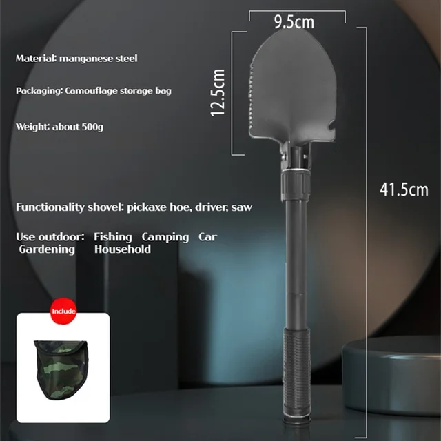 1pc Outdoor Small Foldable Camping Shovel, Multifunctional Hiking Entrenching Tool Portable Shovel 6