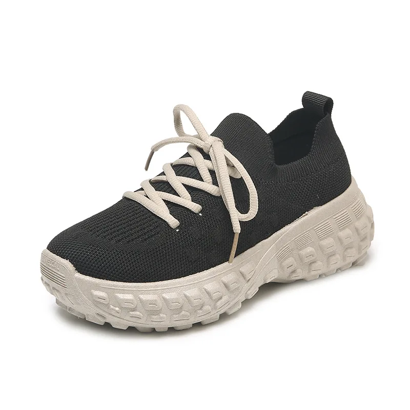 Fashion Low Top Elastic Socks Shoes Women Casual Sports Shoes Women Flat Bottomed Short Boots Knitted Breathable Platform Shoes