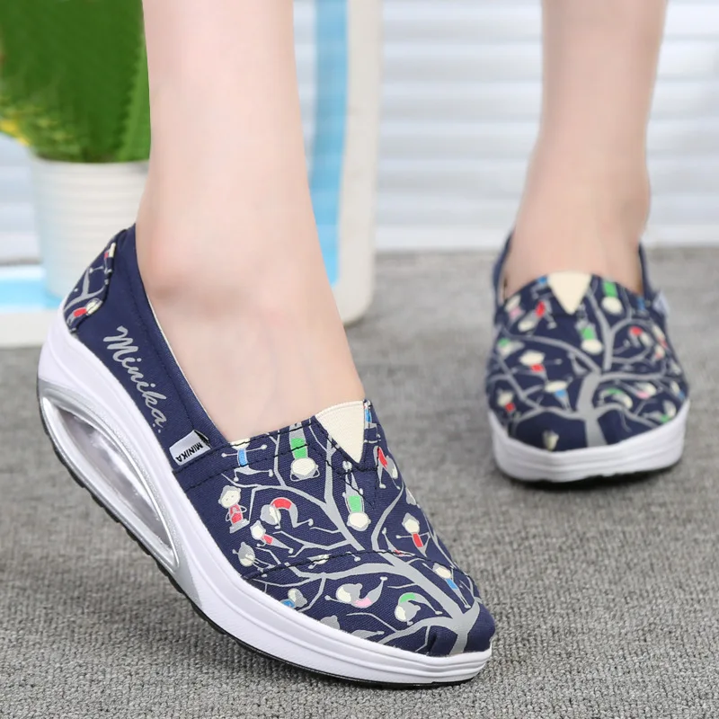 Wedge Shoes for Women Fashion Autumn Platform Sneakers Female Outdoor Sport Casual Loafers Breathable Rocking Shoes Ladies2023