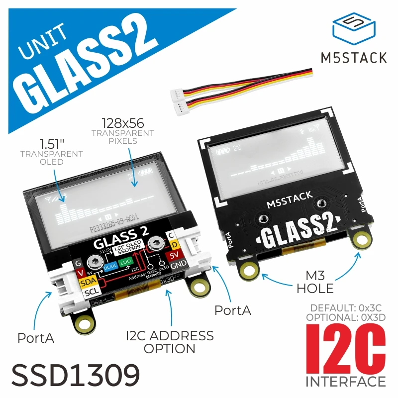 Oficial Oled Glass2 Unidade 1.51 Transparente M5stack - Imagem 3