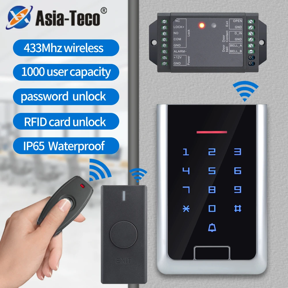 Kit Di Controllo Accessi Wireless 12V Retroilluminazione Rfid Touch Senza Cablaggio Tastiera Garage Telecomando Universale Sistema Di Apertura Del Can