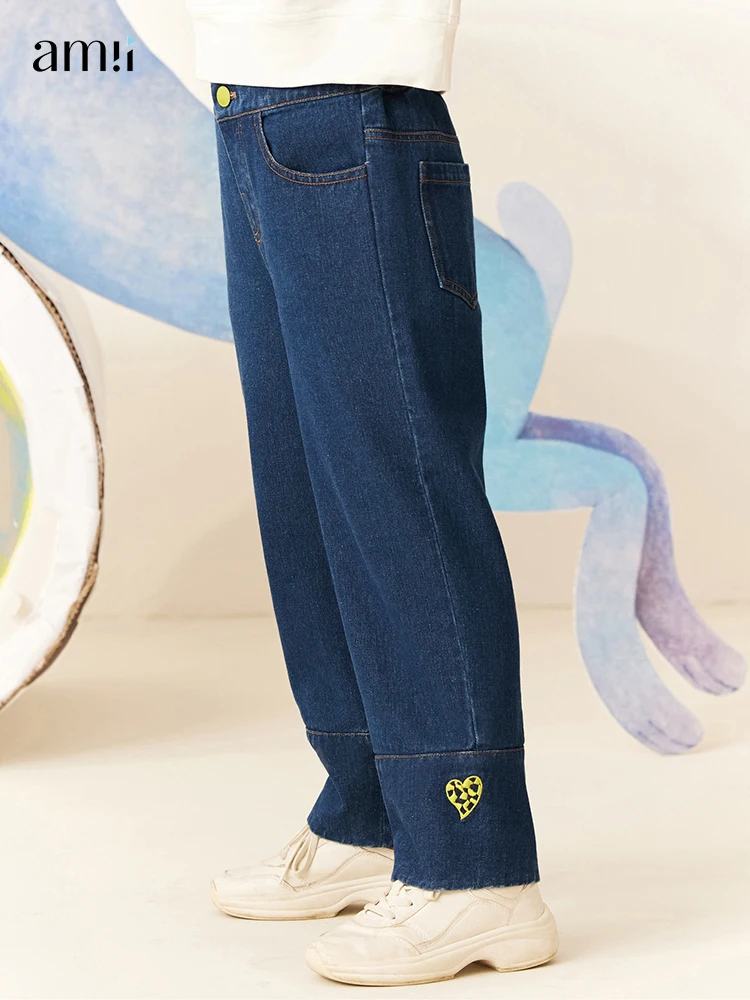 

Amii Kids Spring Autumn Jeans 2022 3-12Y Girls Fashion Patchwork Solid Pockets Straight Denim Pants Children Clothing 22260041
