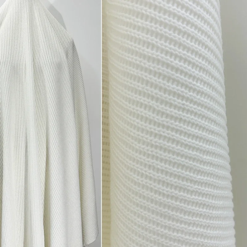 Knitted Fabric Casual Cotton Sweater Hoodie Striped Solid Color Soft for Clothing Diy Sewing By The Meter Cloth