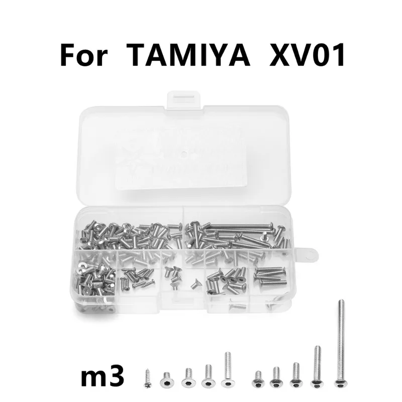 

Набор винтов для TAMIYA XV01, винты из нержавеющей стали M3 с шестигранным отверстием и плоской круглой головкой для 1/10 машинок с дистанционным управлением