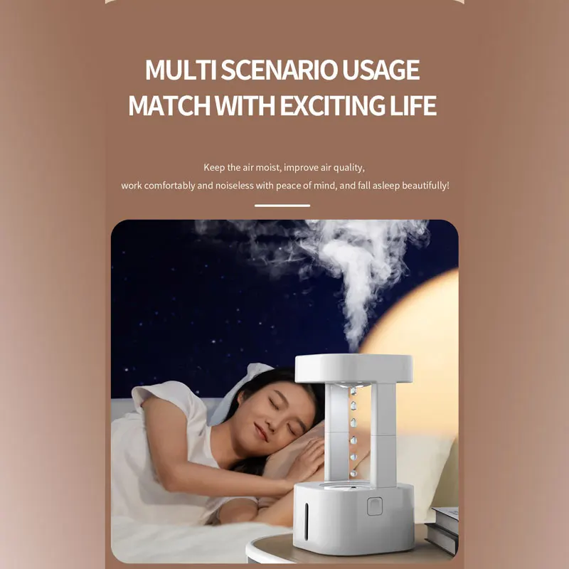 Home Anti Gravity Drip Backflow Spray Humidifier LED Color Night Light Remote Control Aromatherapy Machine Office Atomizer 5