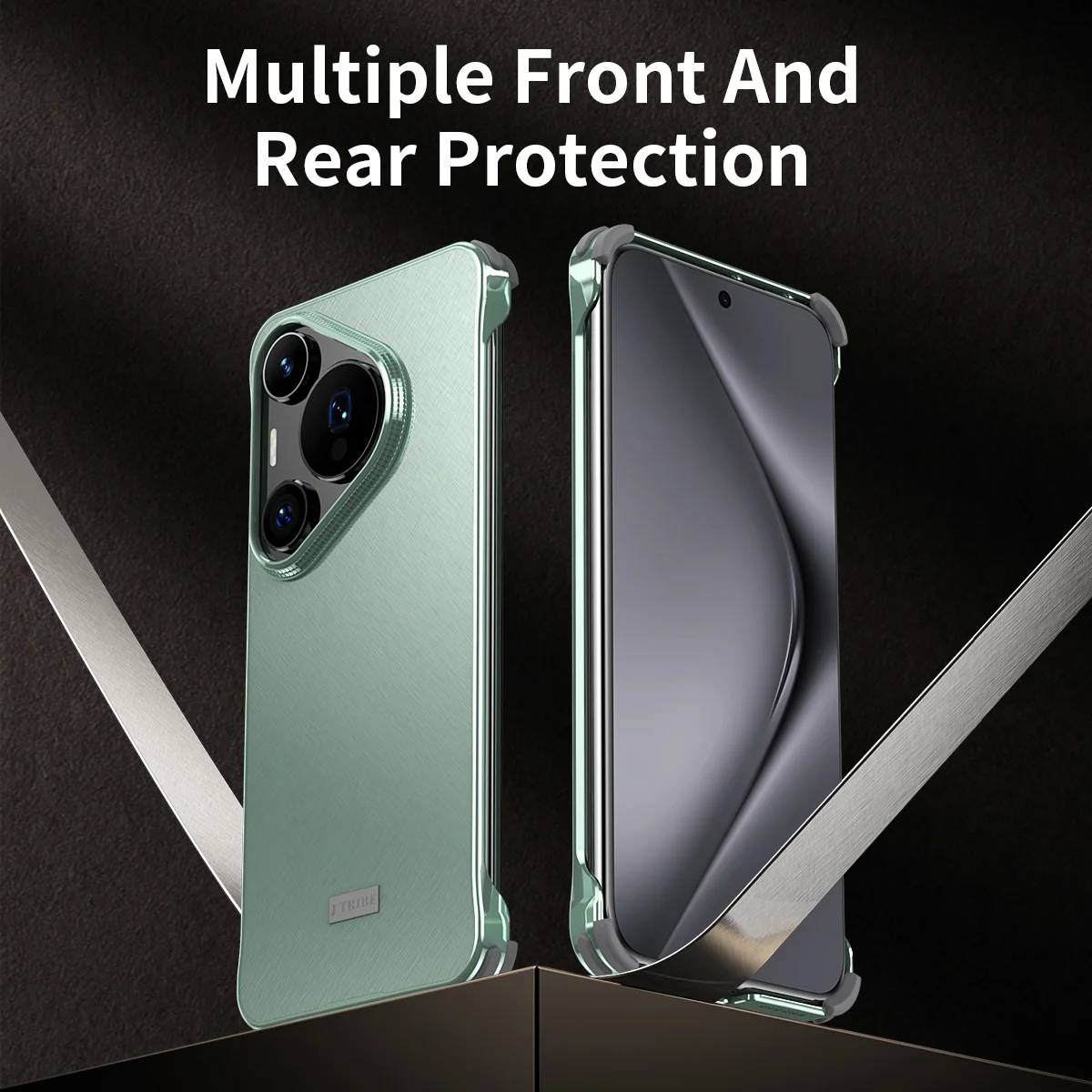 Luxury Four-Corner Shockproof Frameless Back Cover with Imitation Scratch Bumper