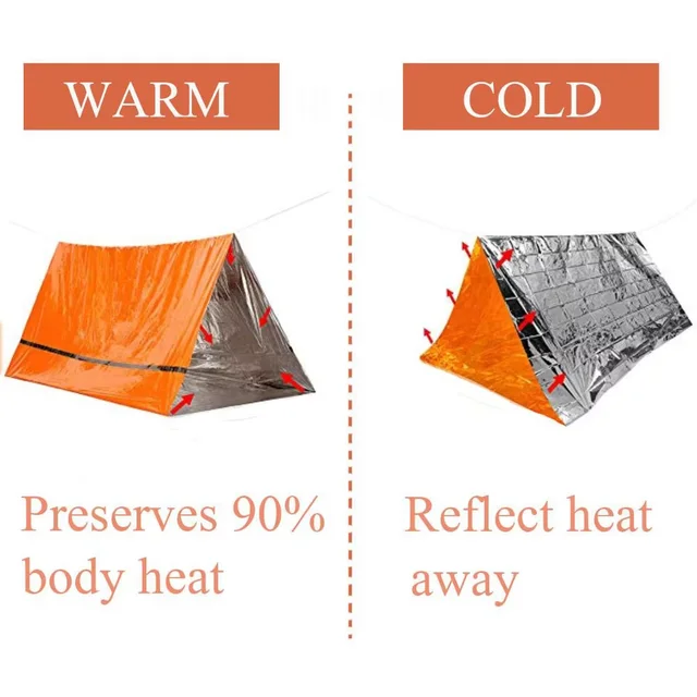 2 Person Emergency Shelter Bivy Survival Tent Kit Mylar Tube Tent Sleeping Bag Waterproof Outdoor SOS Thermal Blanket Reusable 4