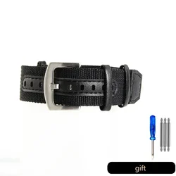 Premium Nylon Watchbands - Waterproof & Breathable Men's Strap - 22mm (Black - Steel)
