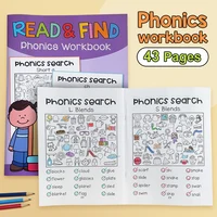 43 Pages Read and Find Phonics Workbook Word Search Coloring Montessori Learning Toys for Kid Children Homework 1