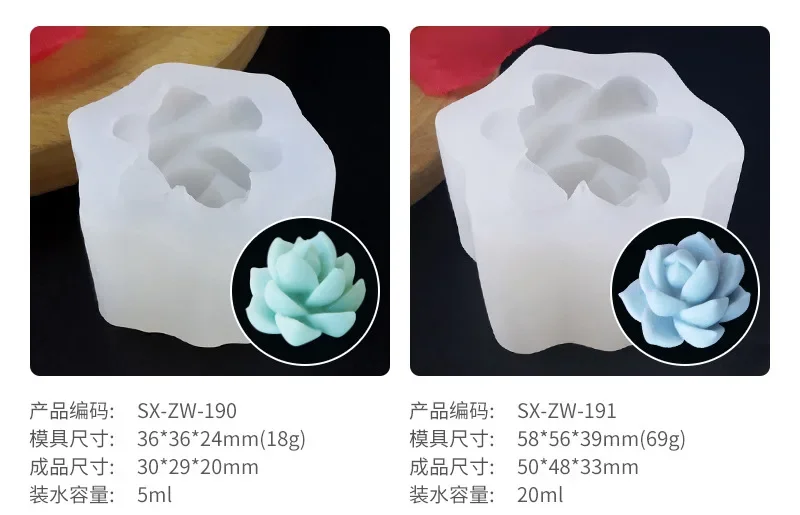 Description Picture 5 of item3D Silicone Candle Mold Forms Simulation Succulent Cactus Scented Candle Plant Flower Soap Aromatherapy Candle Making Mold Craft