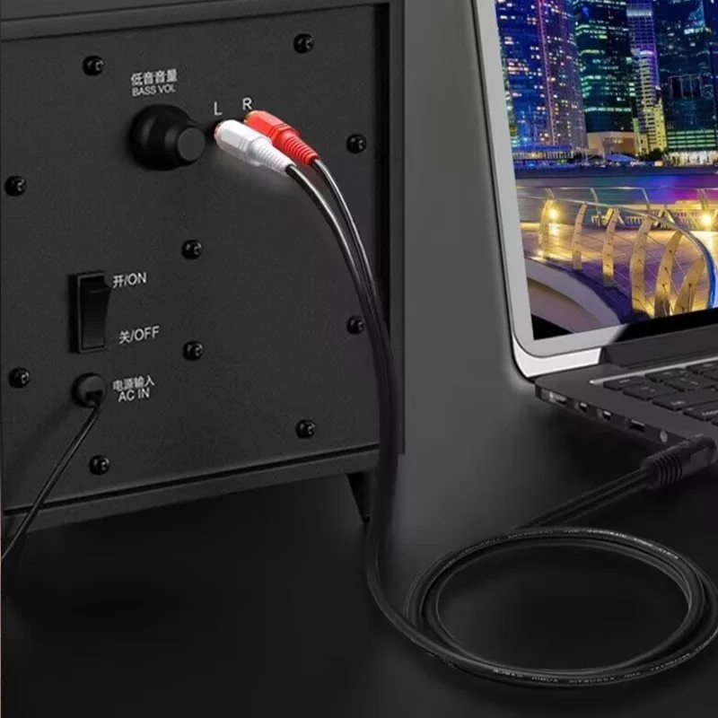 오디오 분배기 케이블 3.5mm 2 RCA 레드 화이트 잭 사운드 증폭기 기계용 범용 보조 연결 라인