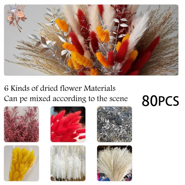 Natural Dried Pampas Bunny Rabbit Tail Grass Christmas Bouquet