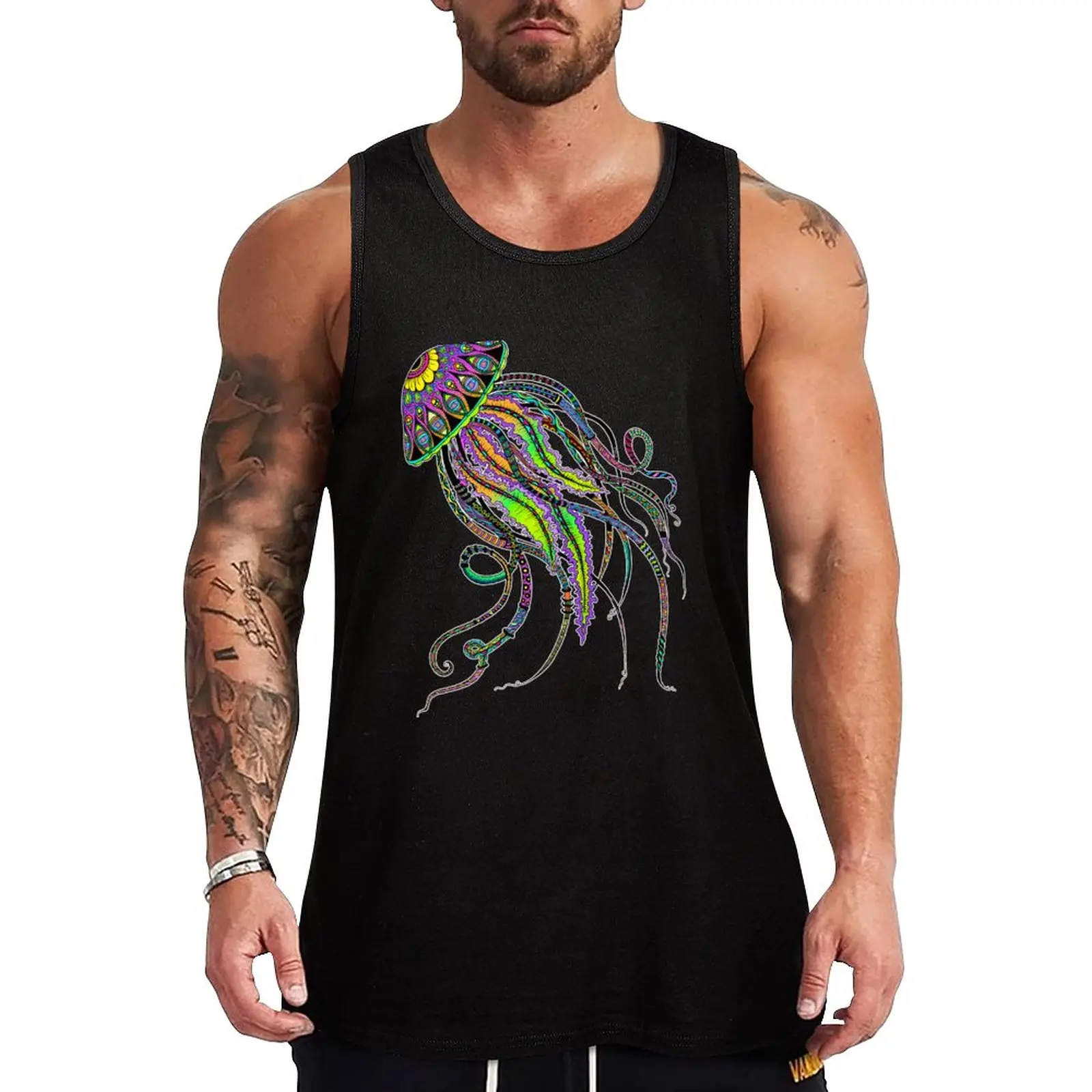 

New Electric Jellyfish Tank Top men gym Men's t-shirt