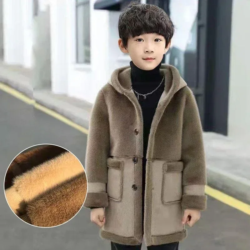 소년 코트 자켓 코튼 아우터 방풍 2025 뜨거운 두꺼운 벨벳 겨울 따뜻한 학교 스포츠 아동 의류