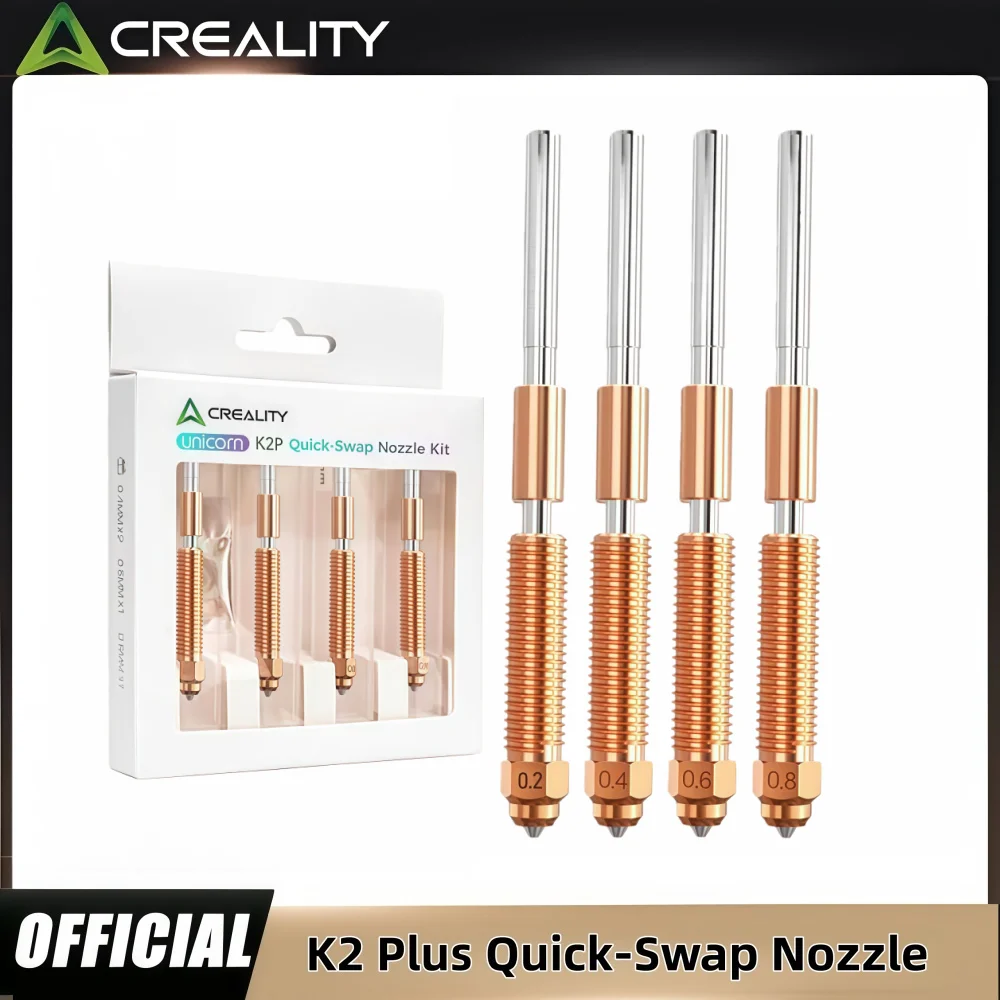 Kit de Boquillas de Intercambio Rápido Unicorn Original de Creality para Hi/K2/K2 Pro/K2 Plus, Boquillas de Cobre con Punta de Acero de Alto Flujo y Disipador de Calor de Aleación de Titanio