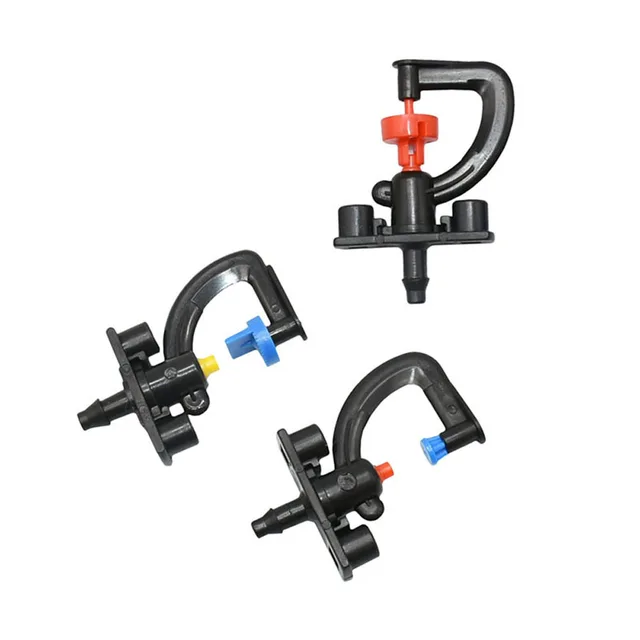 20pcs 180 360 Degree Rotating Micro Sprinkler G-Type Refraction Nozzle Threaded Barb Hanging Nozzle  For Garden Irrigation 4