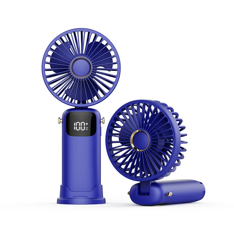 

USB Handheld Mini Fan Foldable Portable Neck Hanging Fans Desktop Charging Rlectric Fan 5 Speed USB Fan With Phone Stand
