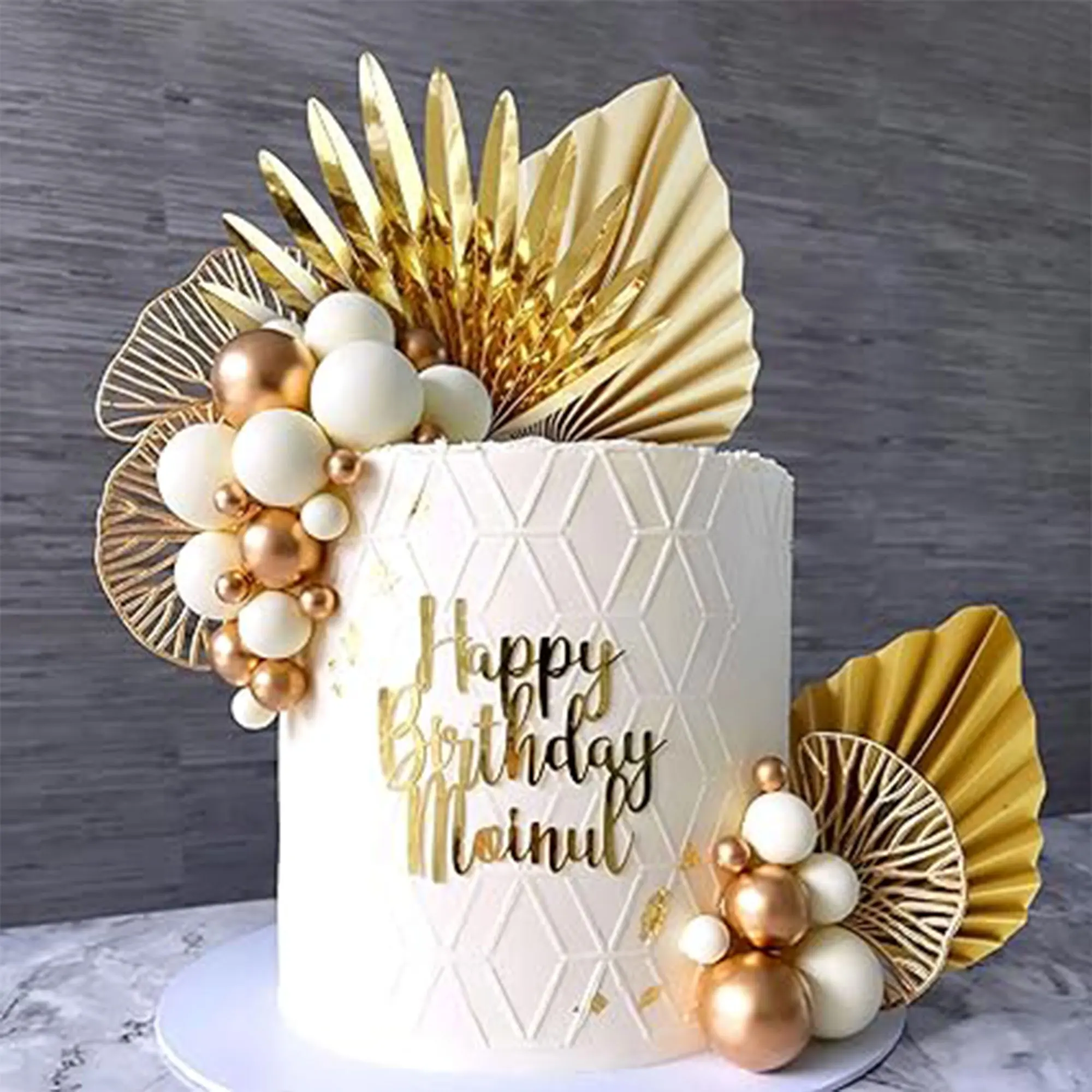 LaVenty Champagner Rose Kuchen Dekoration Kugeln Kuchen Dekoration Gold Palmblätter Kuchen Dekoration Boho Kuchen Dekoration