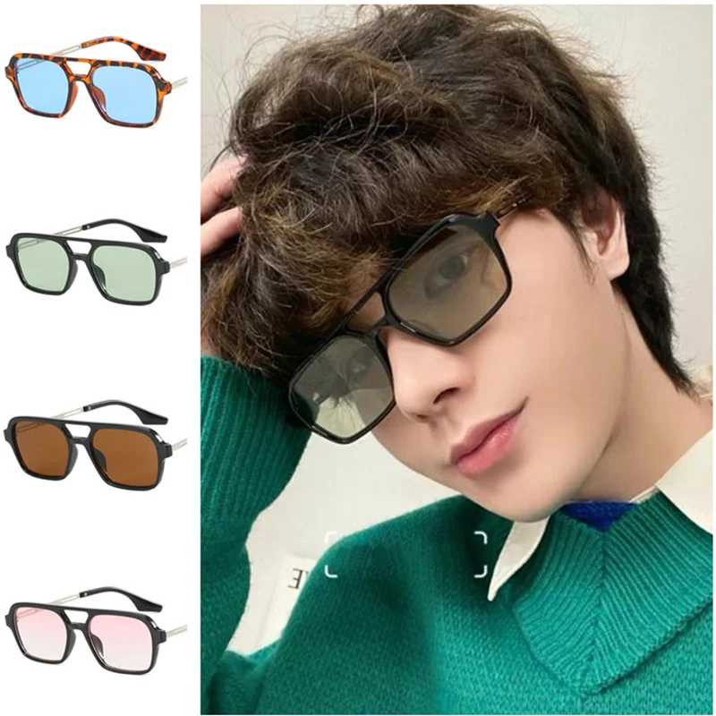 

Fashionable Sunglasses Unisex Double Beam Sun Glasses Retro Anti-UV Spectacles Pilot Eyeglasses Alloy Temples Ornamental