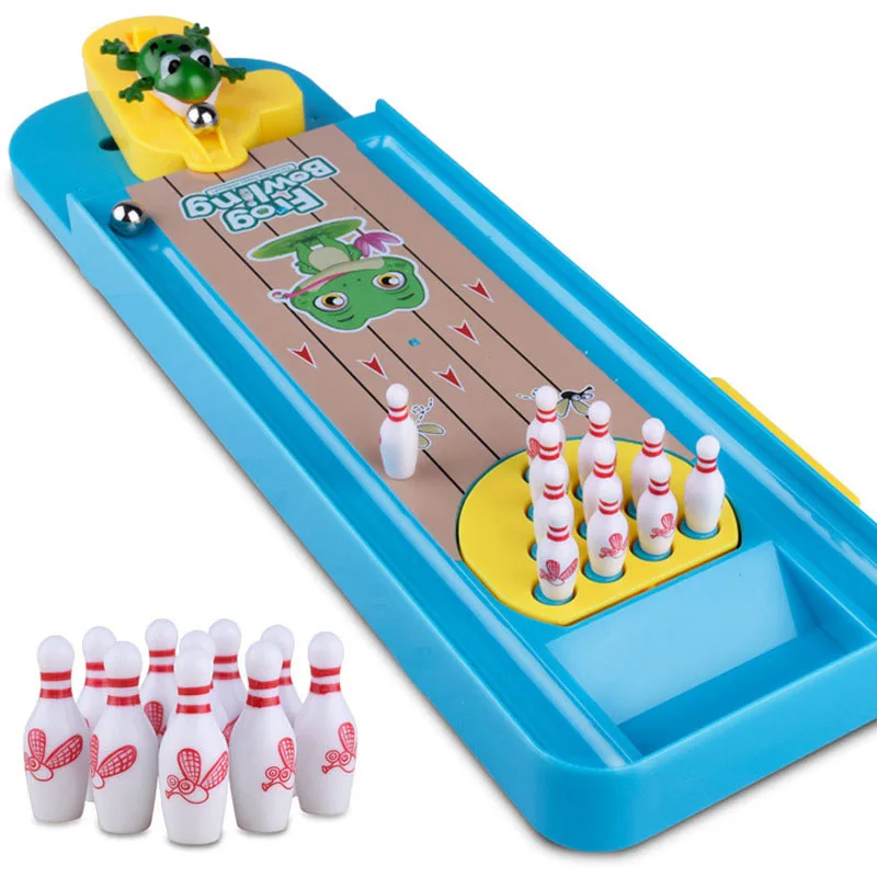 Mini Desktop Frog Bowling Game Toy Funny Table Sports Training Game Board Games Bowling Table Family kids Party Toy gifts