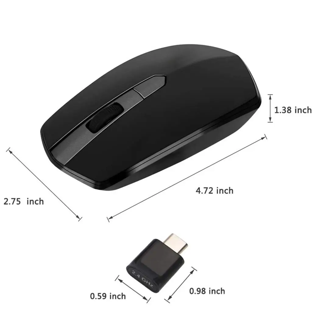 Mouse, Rechargeable Silent Optical Computer Mice with Receiver, 3 Adjustable DPI Level, Auto Sleeping Compatible for Device