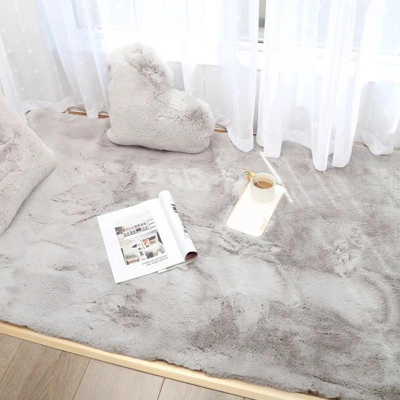 Imitation Rabbit Fur Carpet Fluffy Children's Bedroom Rug Modern Living Room Coffee Table Foot Mat Plush Bay Window Sofa Cushion