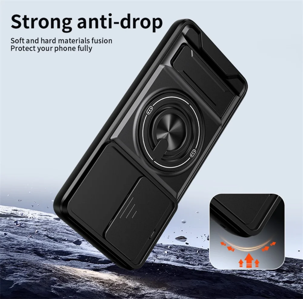 Armor Car Magnetic Ring Case with Lens Protection and Stand Holder