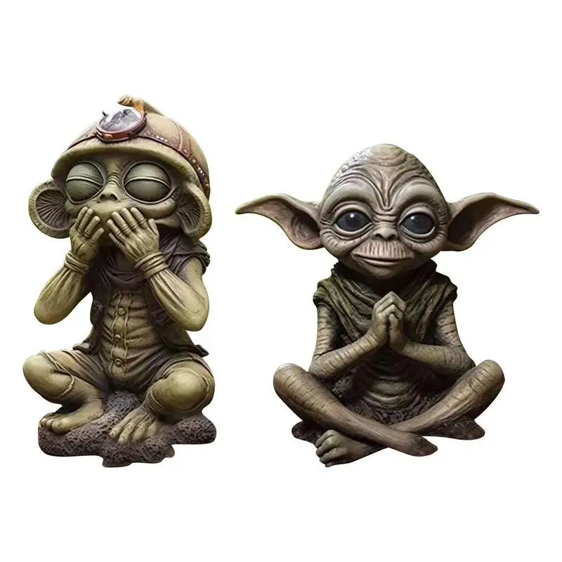 

Halloween Alien Garden Statue Enigmatic Little onster Elf Fairy Garden Decoration Home Decor Resin Craft Ornament Creative Gift