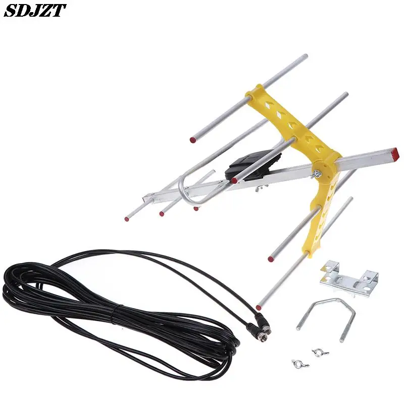 야외 100 마일 증폭 8 야기 안테나, 10dB 장거리 UHF, VHF, FM, 1 개