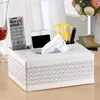 Leather Tissue Box Cover Desk Makeup Cosmetic Organizer Remote Controller Phone Holder Home Office Tissue Paper Napkin Holde 5