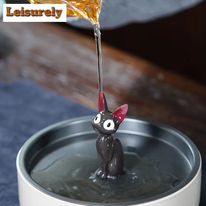 Yixing Zisha Little Black Cat Tea Pet Boutique Lucky Model Tea Figurine Play Toys Tea Statue Ornaments Accessories Decoration