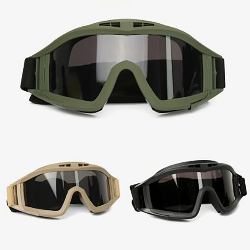 Airsoft Tactical Goggles 3 Lens Windproof Dustproof Shooting Motocross Motorcycle Mountaineering Glasses CS Safe Protection polarized sports glasses tactical goggles shooting glasses polarized goggles airsoft goggles defogger