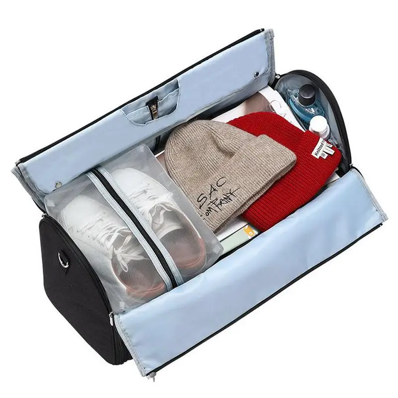 Travel Garment Bag Convertible Overnight Clothing Suitcase Waterproof Duffle Bag For Suit Shirts Dress Shoes Underwear Socks 2